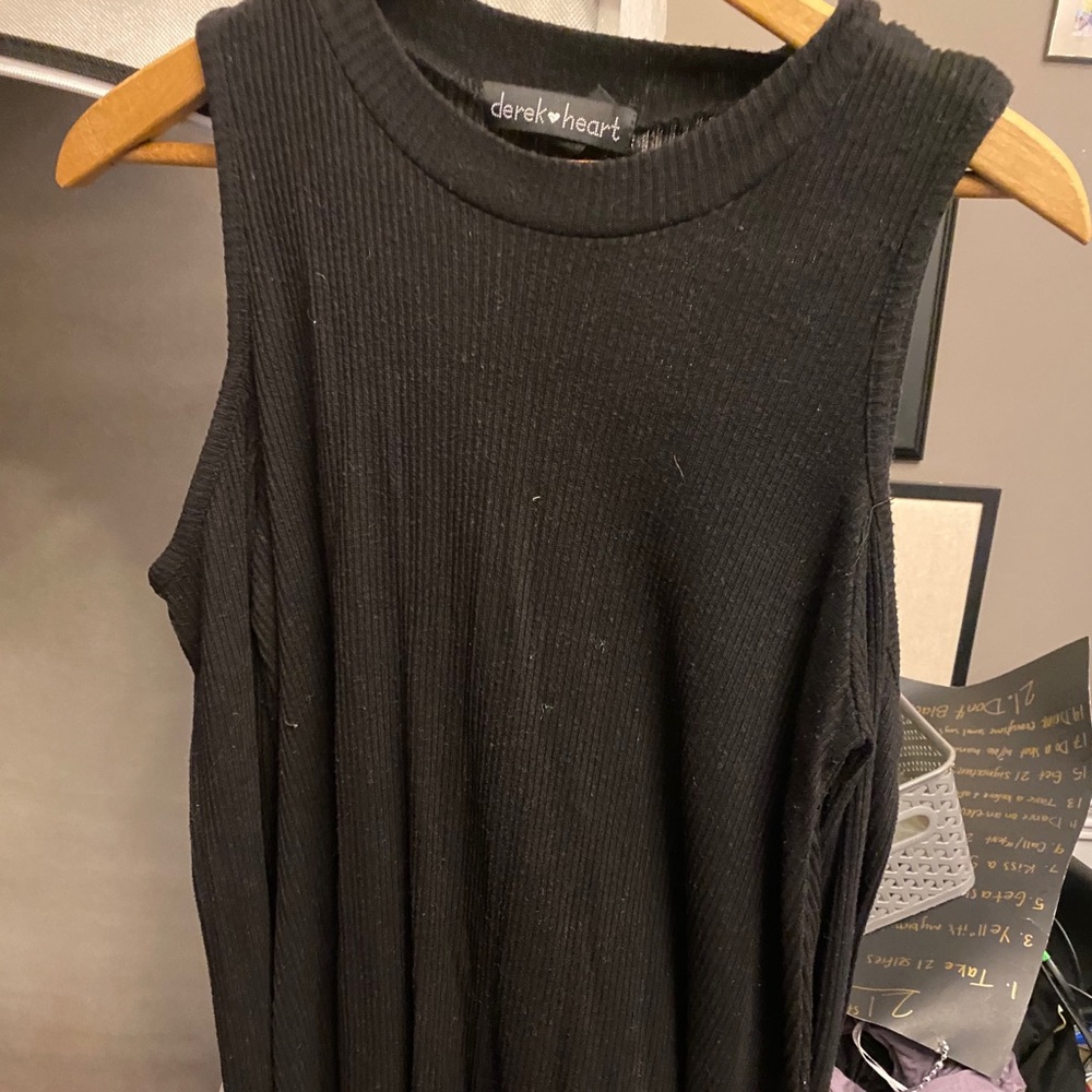 Open shoulder black sweater dress